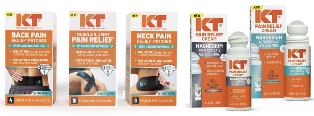 KT Pain Relief line of wearable patches and topical creams